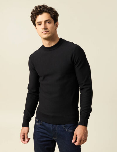 Pull col rond manches longues noir homme