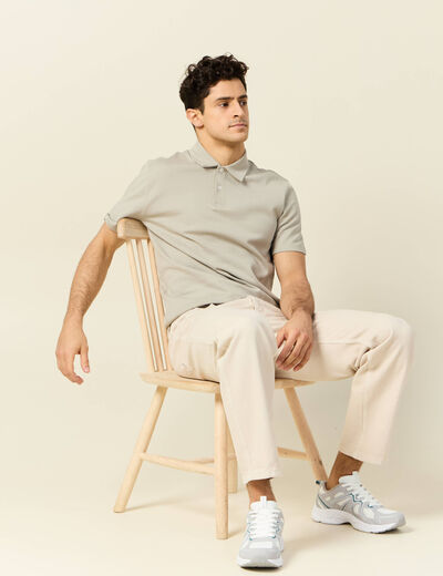 Polo manches courtes beige homme