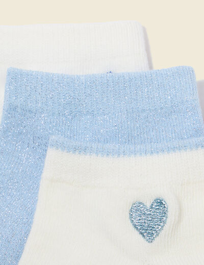 Lot de 3 paires chaussettes basses bleu ciel femme