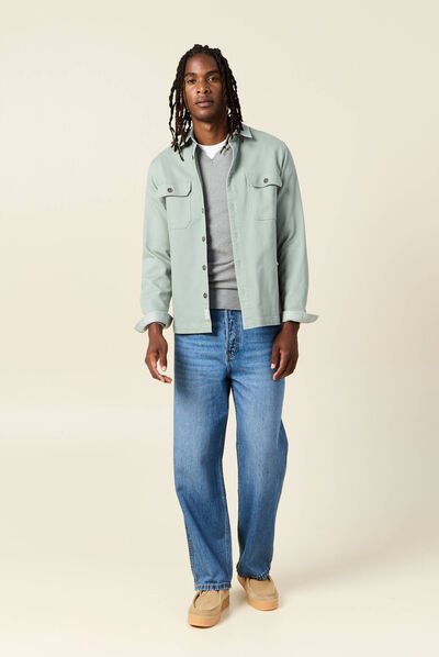 Pull col en V éco-responsable gris foncé homme