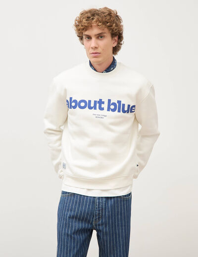 Sweat droit col rond manches longues ecru homme