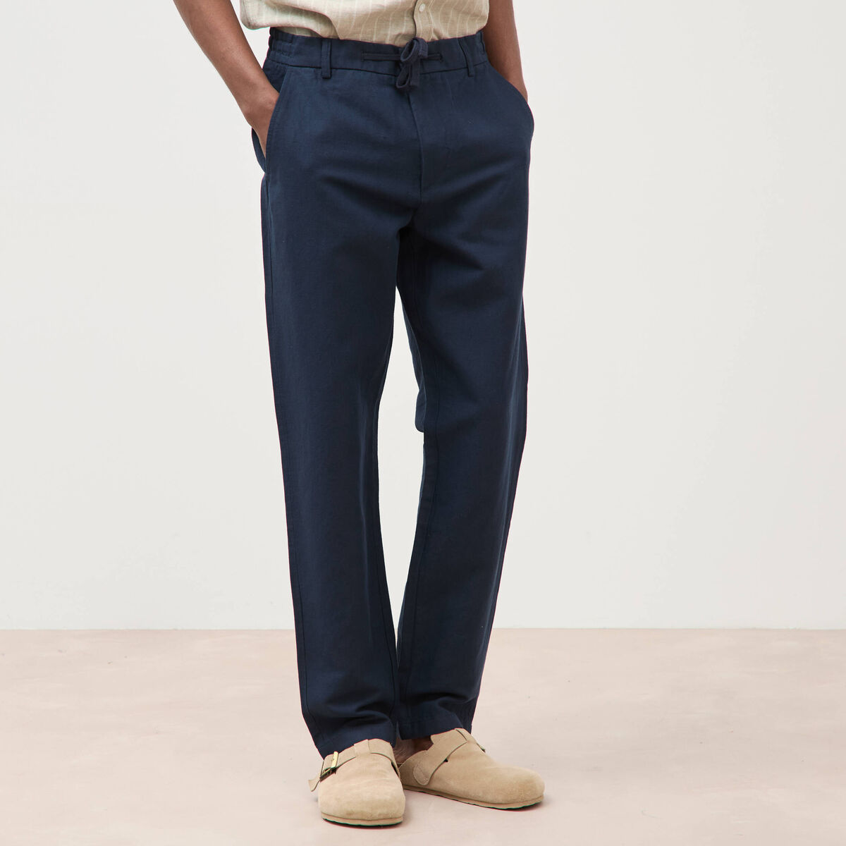 Chino coupe droite longueur 32 bleu marine homme