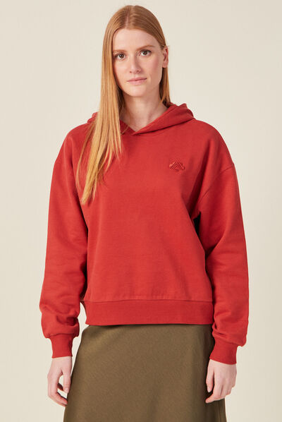 Sweat à capuche orange foncé femme
