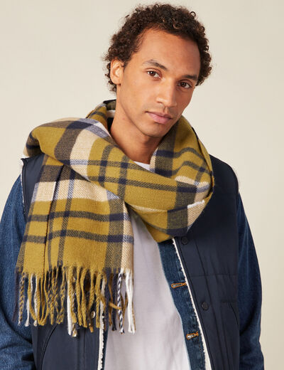Écharpe avec franges vert olive homme