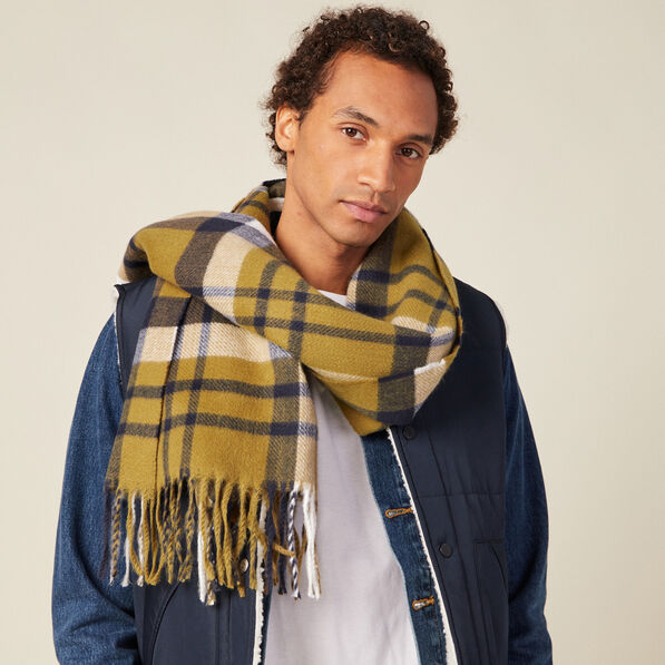 Écharpe avec franges vert olive homme