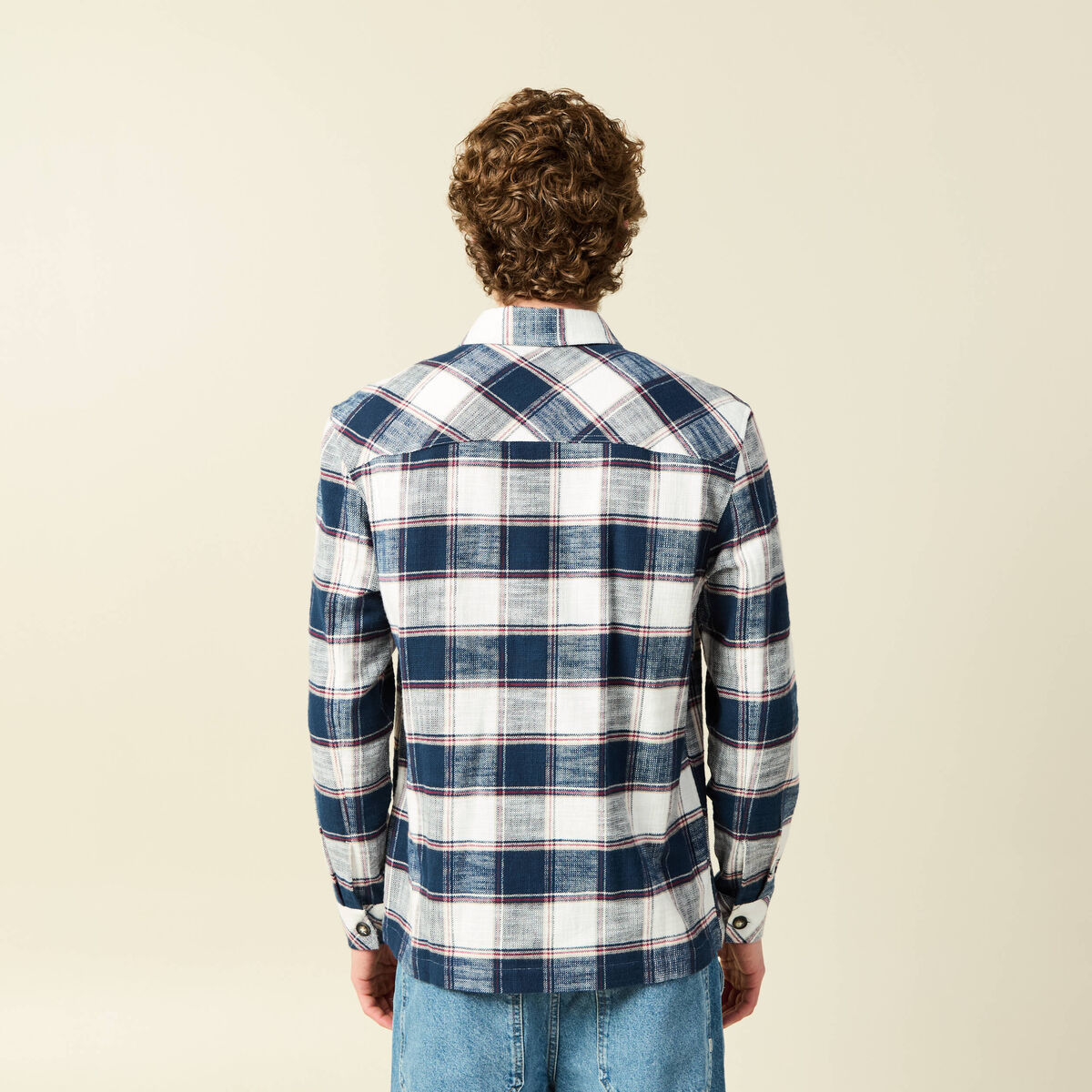 Surchemise en coton manches longues bleu marine homme
