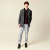 Manteau droit mi-long col montant gris fonc&eacute; homme