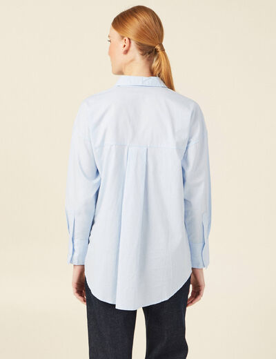 Chemise manches longues bleu ciel femme