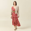 Robe longue droite fluide rouge fonc&eacute; femme