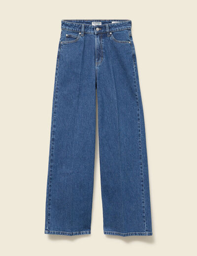 Jeans large taille haute denim stone femme