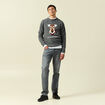 Pull col rond manches longues gris fonc&eacute; homme