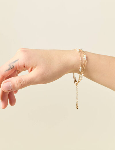 Bracelet multirangs à perles blanc femme