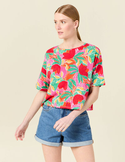 T-shirt manches courtes multicolore femme
