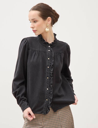 Chemise en jeans manches longues denim noir femme
