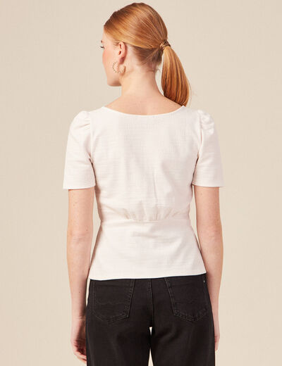 T-shirt manches courtes ecru femme