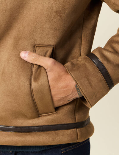 Blouson suédine col aviateur marron homme