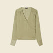 Blouse satin éco-responsable vert kaki femme