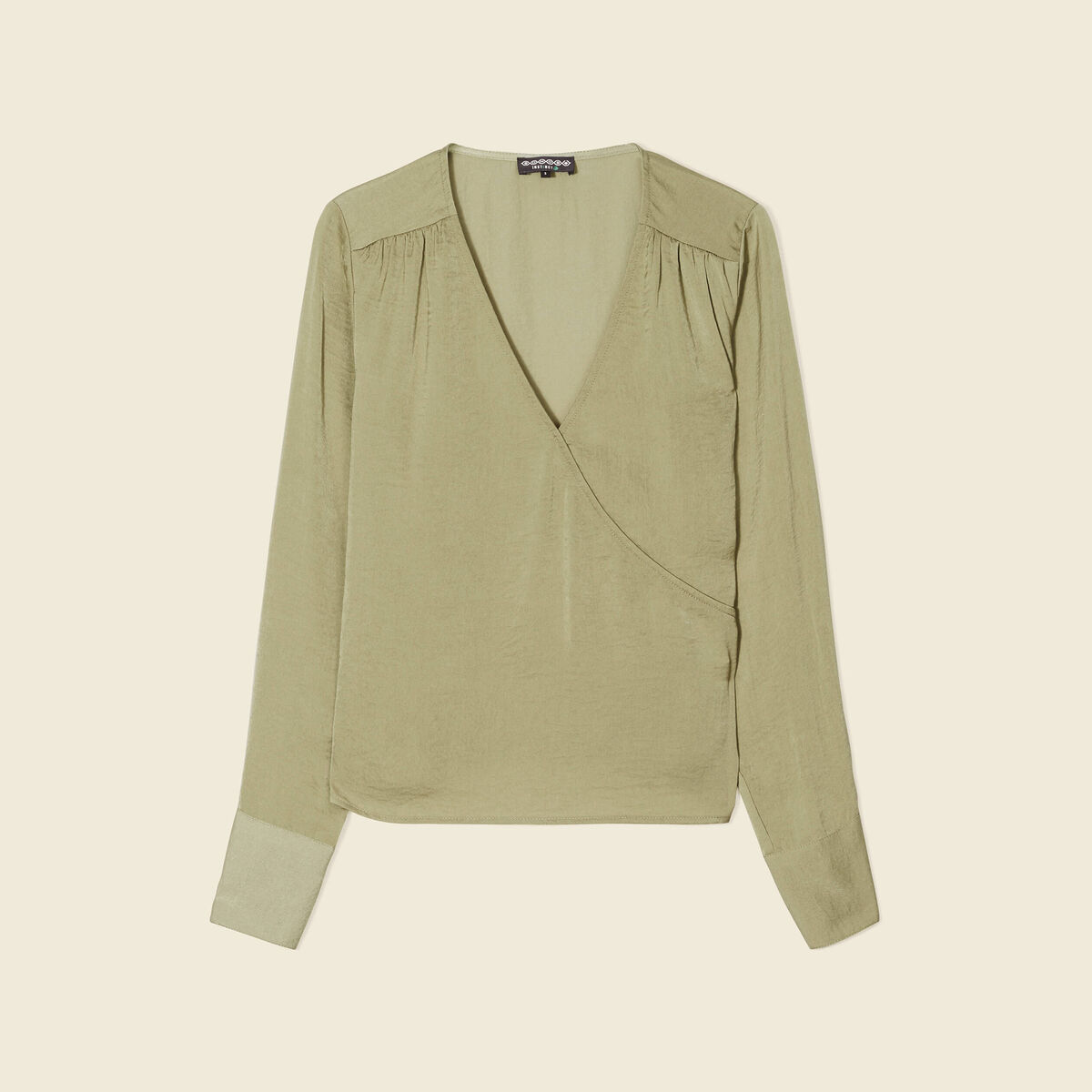 Blouse satin éco-responsable vert kaki femme