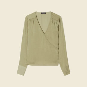 Blouse satin éco-responsable vert kaki femme