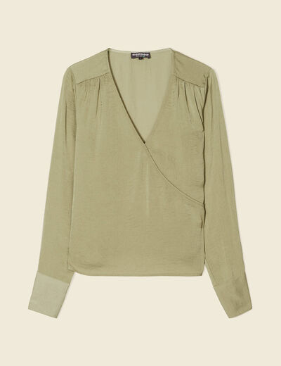 Blouse satin éco-responsable vert kaki femme