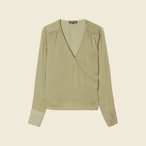 blouse satin eco responsable vert kaki femme Blouse satin éco-responsable vert kaki femme