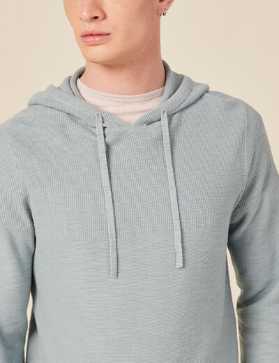 Pull à capuche bleu gris homme