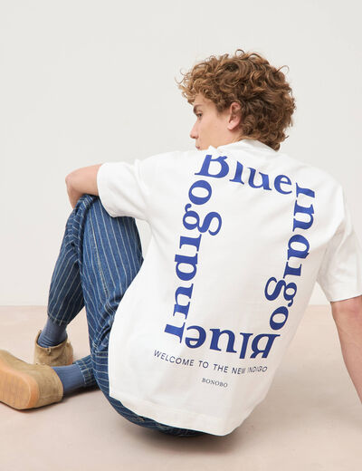 T-shirt ample col rond manches courtes ecru homme