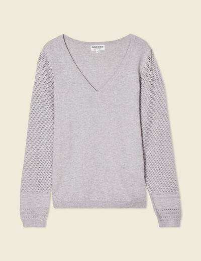 Pull à manches longues gris clair femme