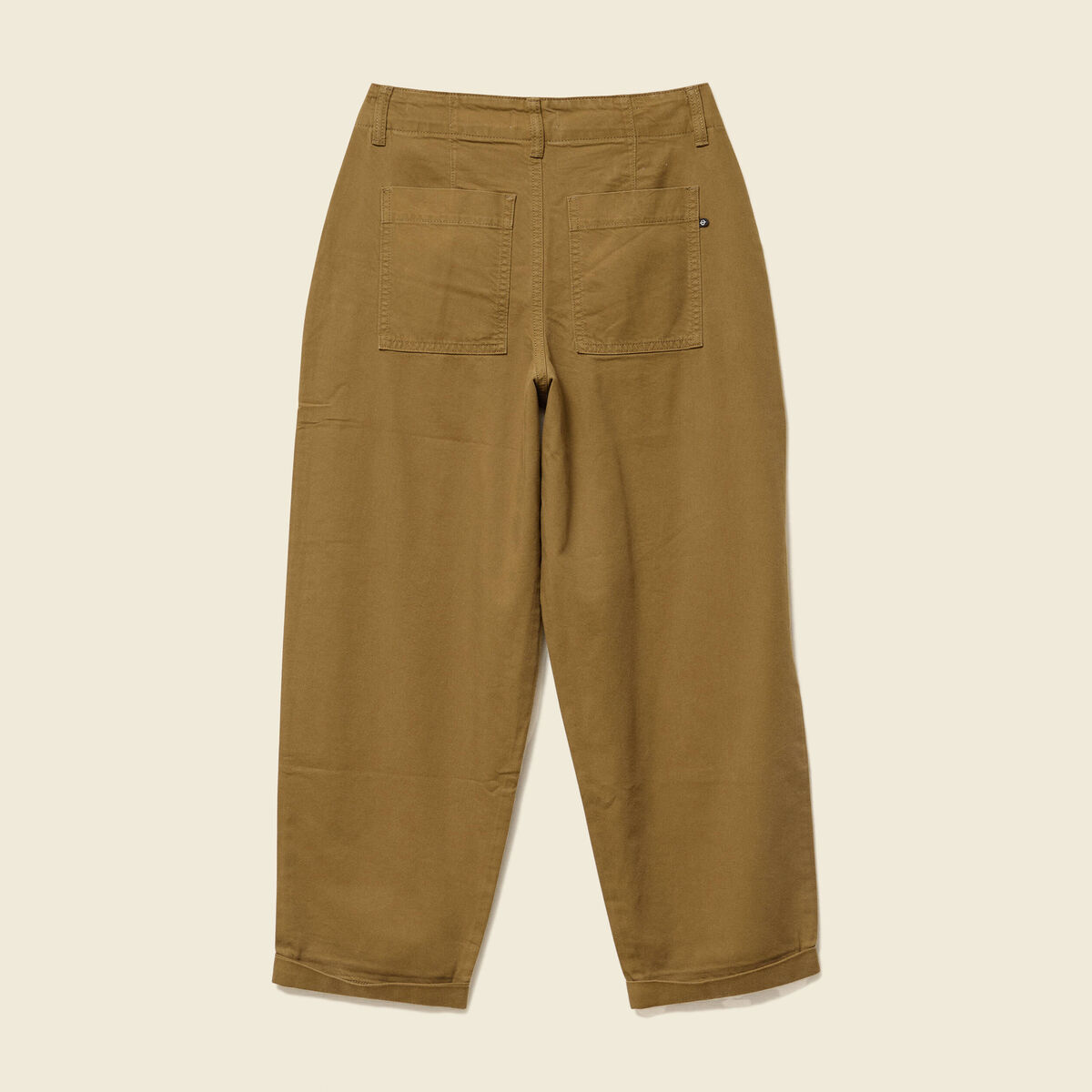Jeans barrel taille haute 7/8&egrave;me vert kaki femme