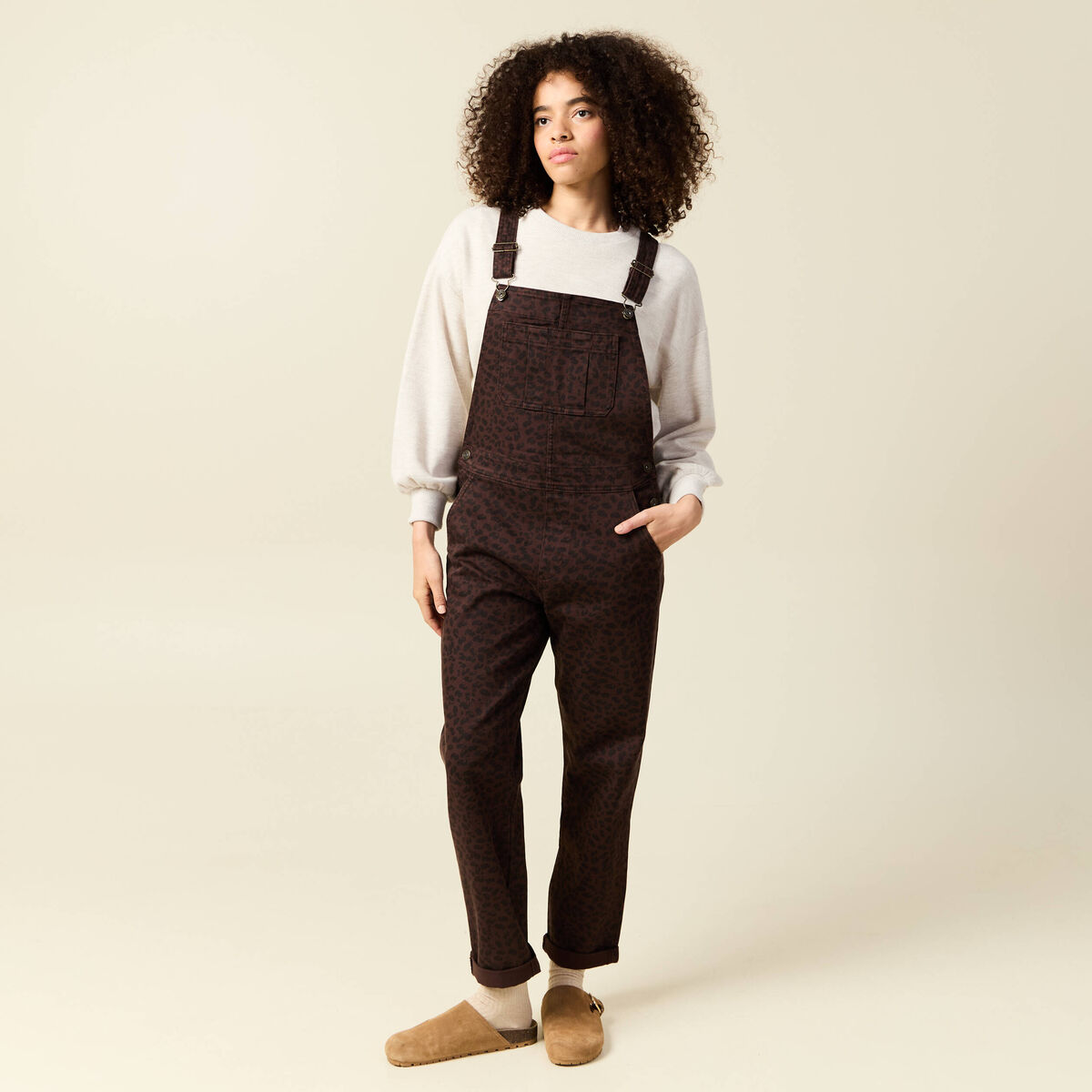 Salopette en jeans marron cognac femme