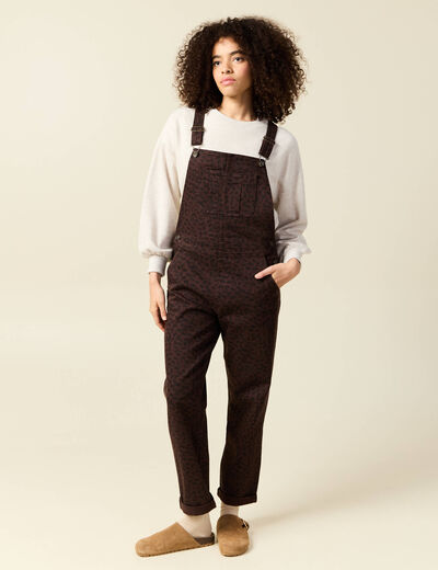 Salopette en jeans marron cognac femme