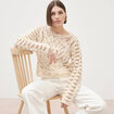 Cardigan droit court manches longues ecru femme