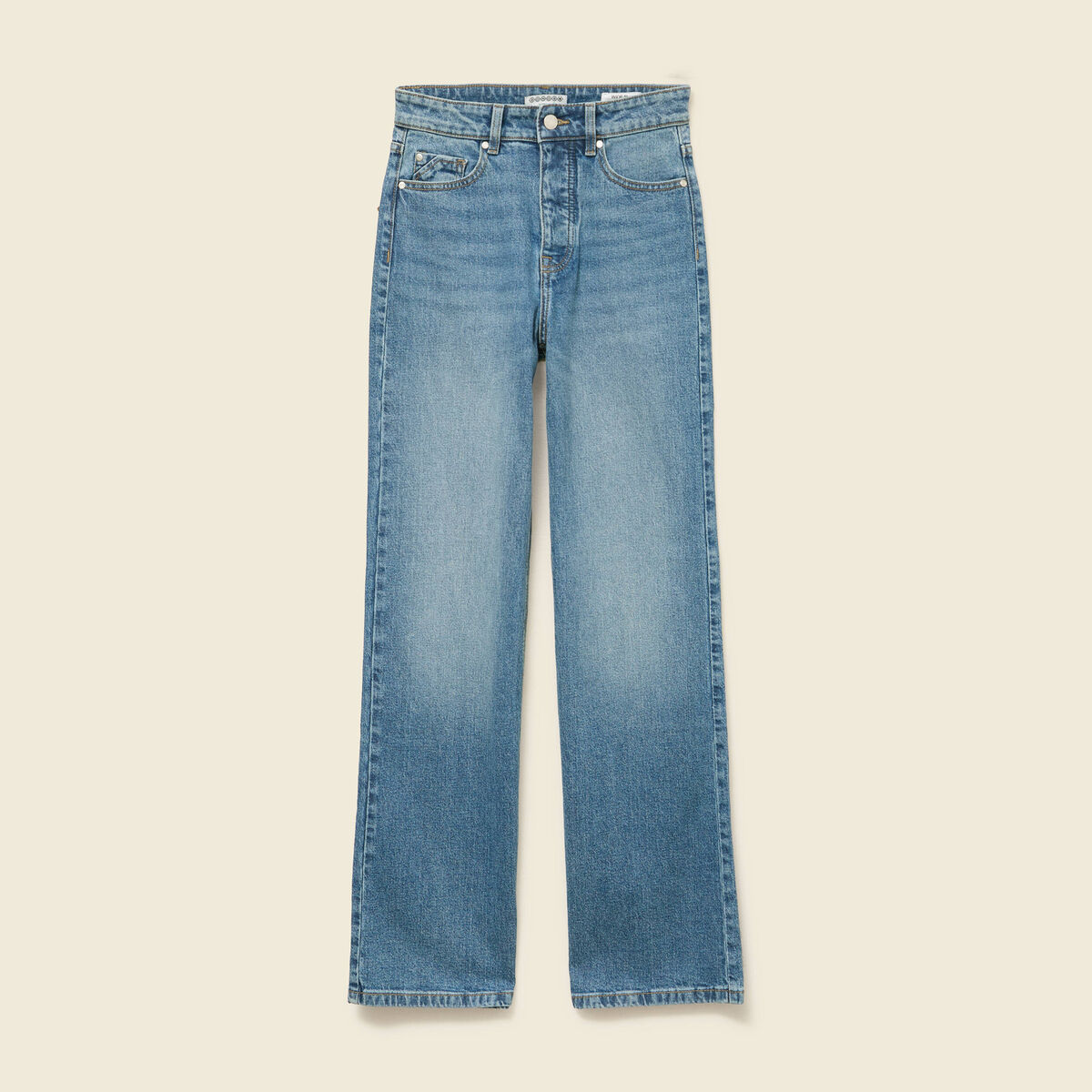 Jeans large taille haute denim stone femme