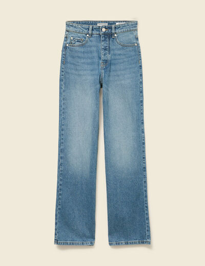 Jeans large taille haute denim stone femme