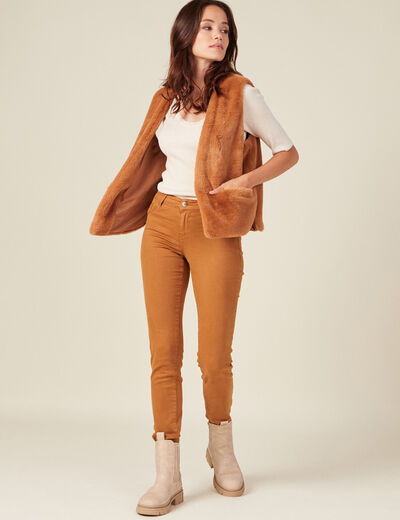 Pull manches courtes creme femme