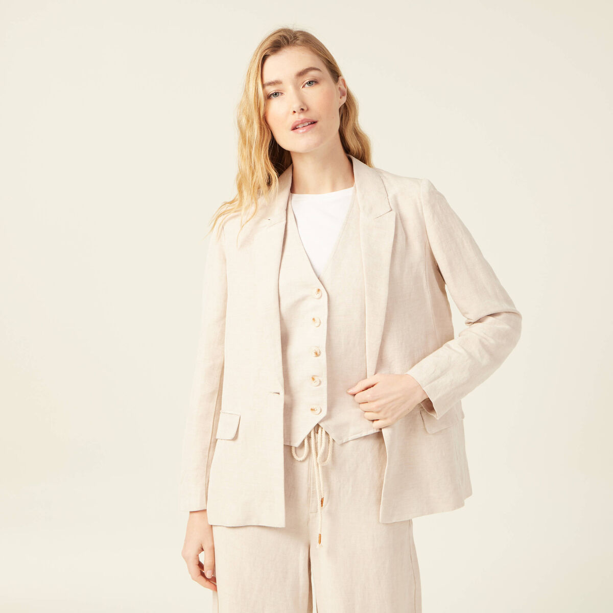 Veste blazer éco-responsable sable femme