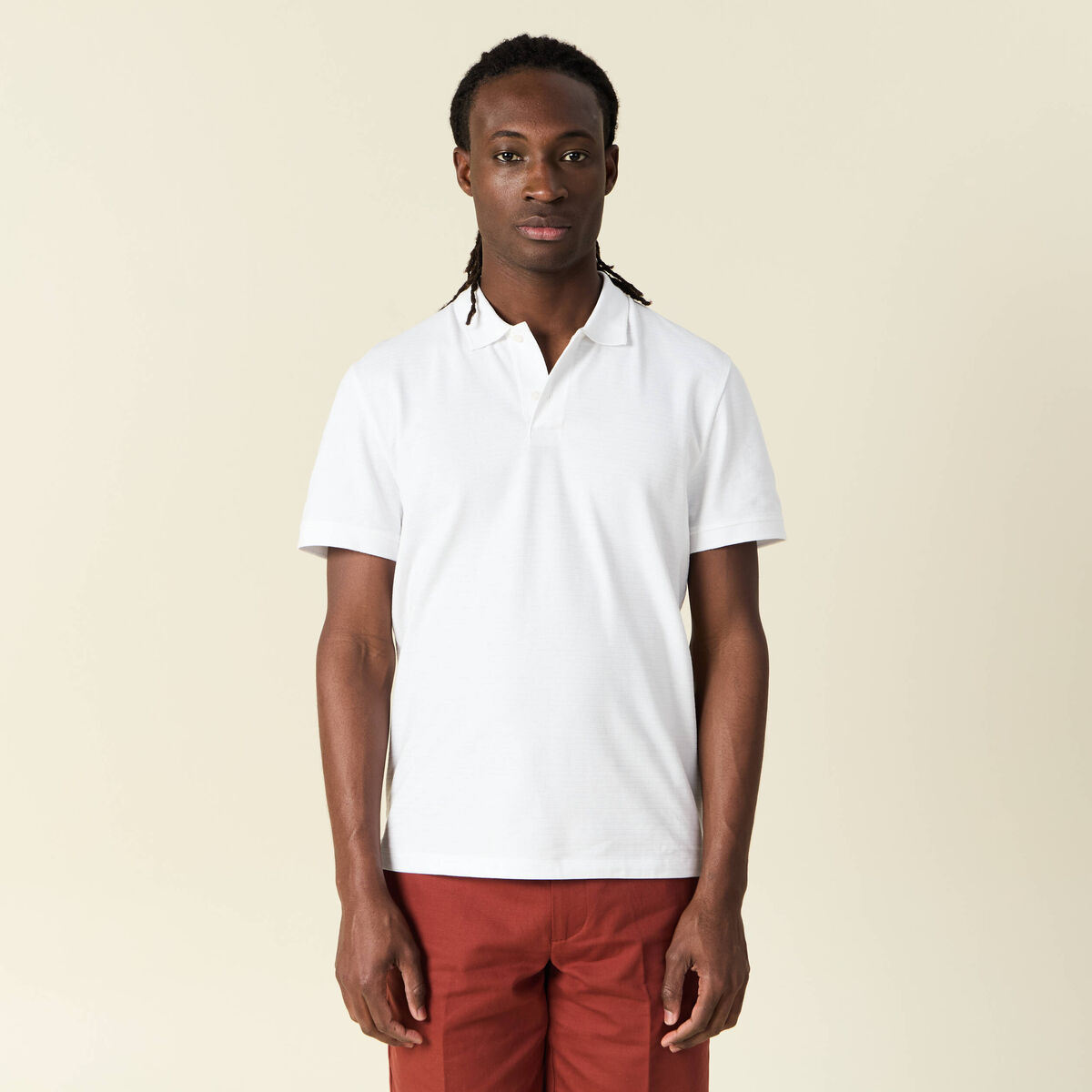 Polo éco-responsable blanc homme