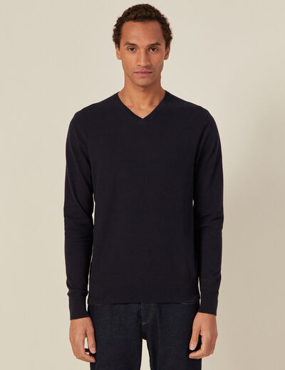Pull manches longues bleu foncé homme