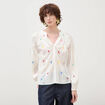 Blouse ample col mao manches longues ecru femme