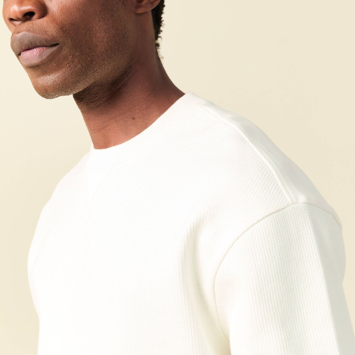 Sweat manches longues col rond ecru homme