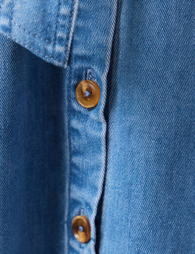 Robe longue évasée en jean denim used femme