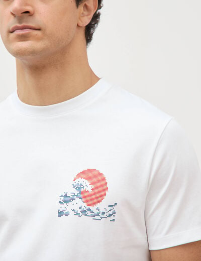 T-shirt droit en coton manches courtes blanc homme