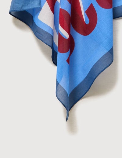 Foulard en coton bleu violet homme