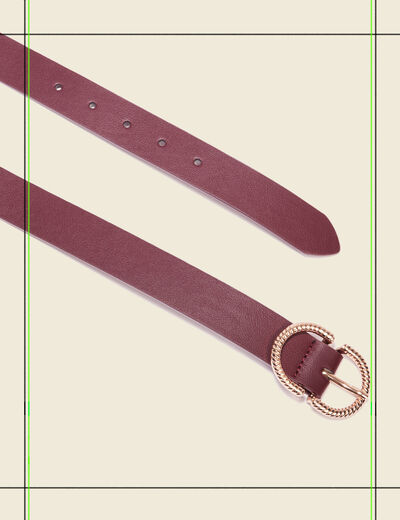 Ceinture double boucle bordeaux femme