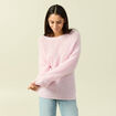 Pull manches longues col rond rose femme