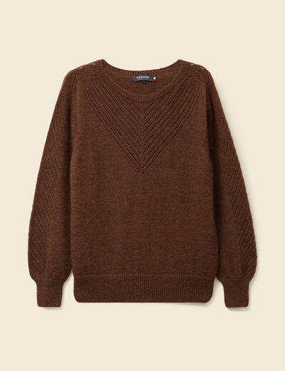 Pull manches longues fabriqué en France marron foncé femme