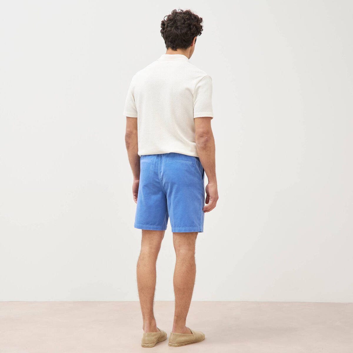Bermuda en velours bleu violet homme