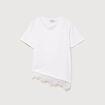 T-shirt droit col rond avec dentelle ecru femme