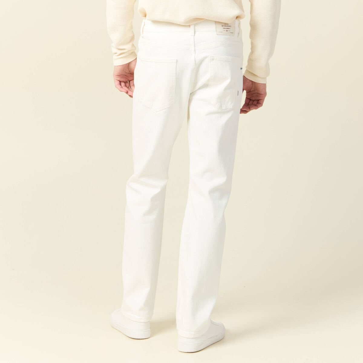 Jeans regular 5 poches denim blanc homme