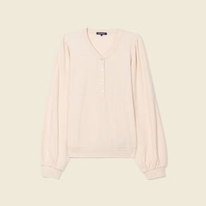 sweat manches longues col en v creme femme Sweat manches longues col en V creme femme